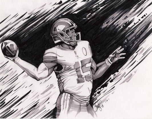 CS017: Patrick Mahomes Pen + Marker Illustration (Framed After Purchase)